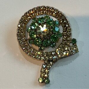 Elegant Green and Gold uranium stones Brooch